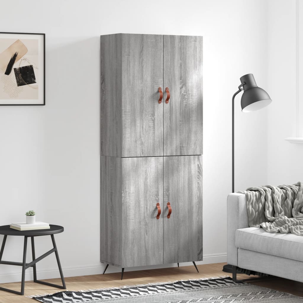 højskab 69,5x34x180 cm konstrueret træ grå sonoma-eg
