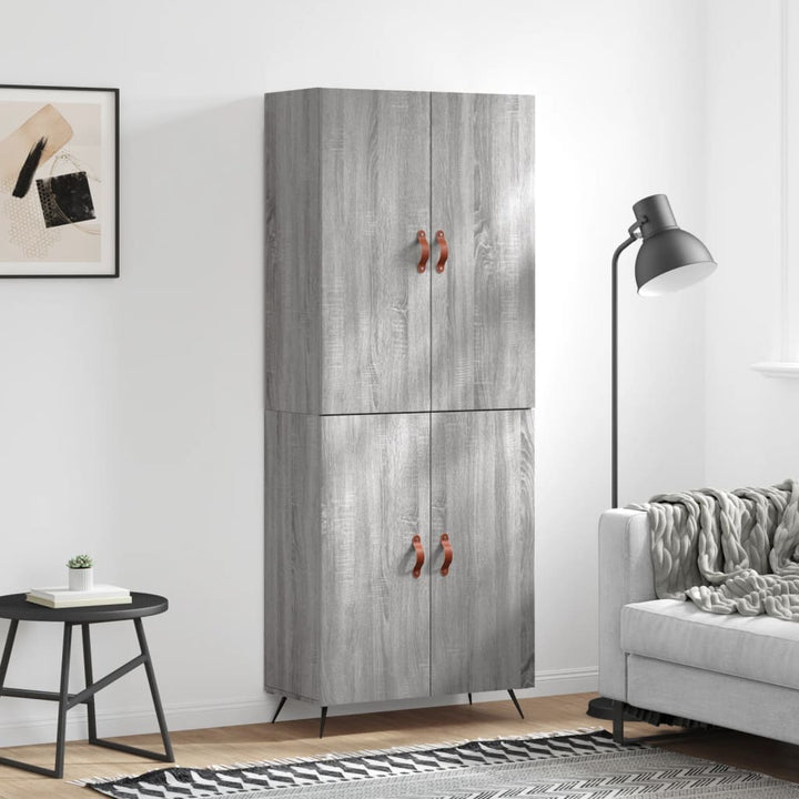 højskab 69,5x34x180 cm konstrueret træ grå sonoma-eg