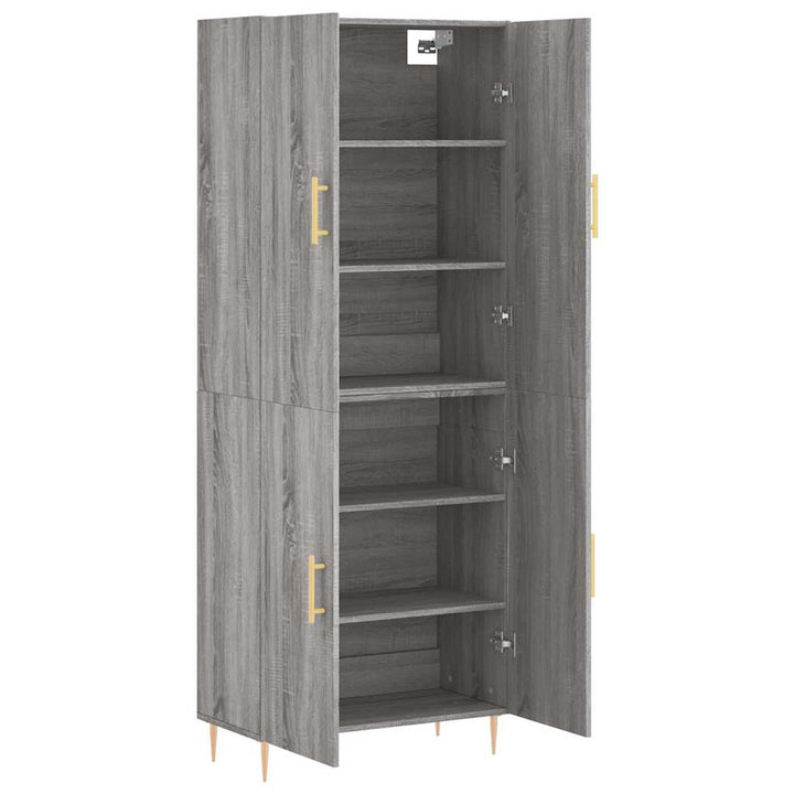 højskab 69,5x34x180 cm konstrueret træ grå sonoma-eg