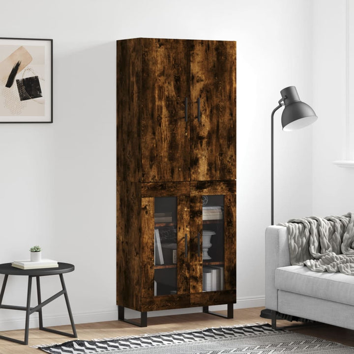 højskab 69,5x34x180 cm konstrueret træ røget egetræsfarve