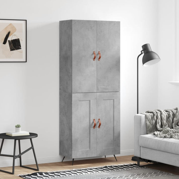 højskab 69,5x34x180 cm konstrueret træ betongrå