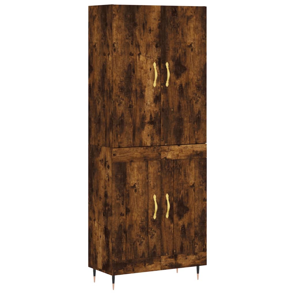 højskab 69,5x34x180 cm konstrueret træ røget egetræsfarve