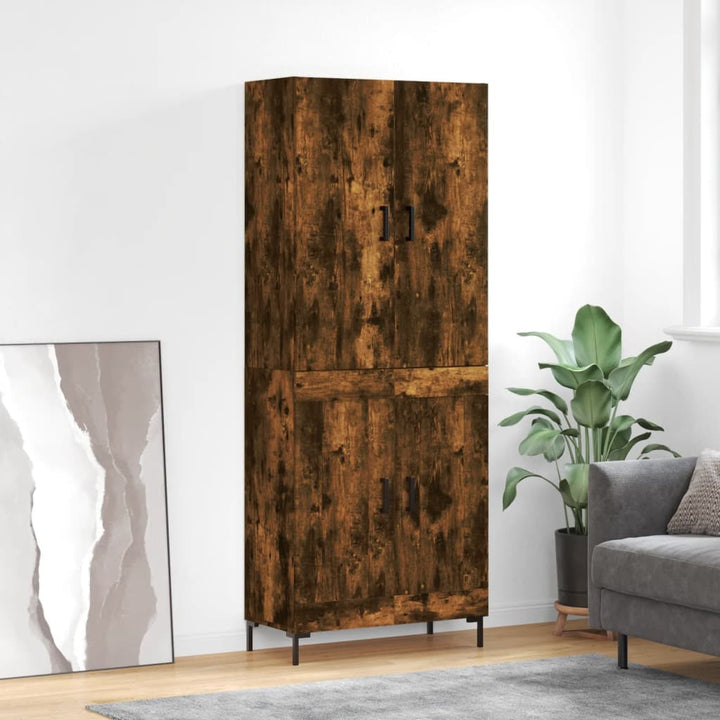 højskab 69,5x34x180 cm konstrueret træ røget egetræsfarve