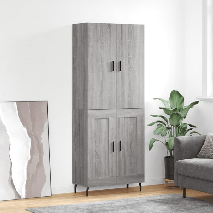 højskab 69,5x34x180 cm konstrueret træ grå sonoma-eg