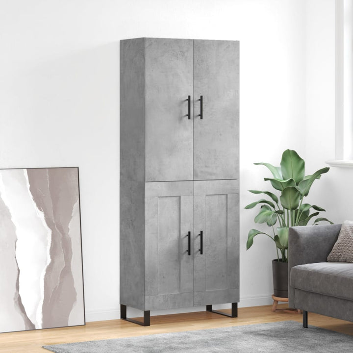 højskab 69,5x34x180 cm konstrueret træ betongrå