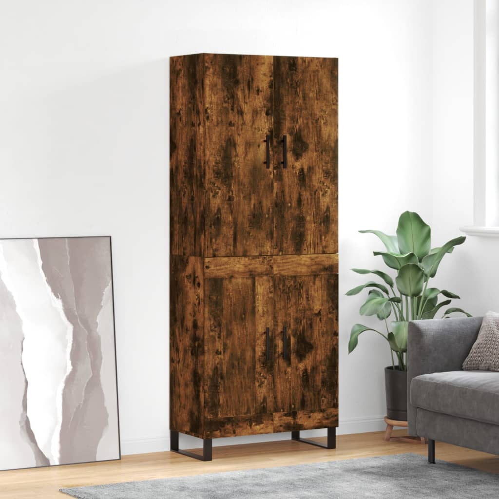 højskab 69,5x34x180 cm konstrueret træ røget egetræsfarve