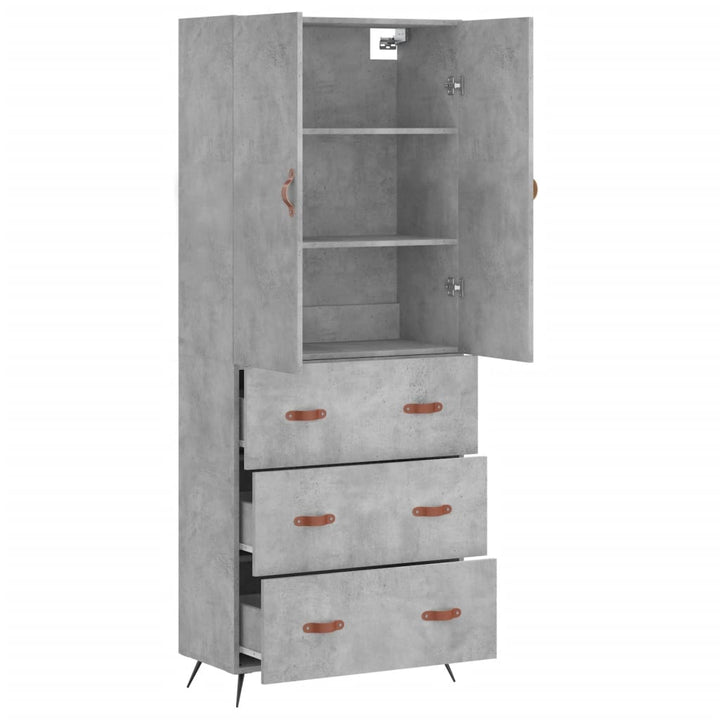 højskab 69,5x34x180 cm konstrueret træ betongrå