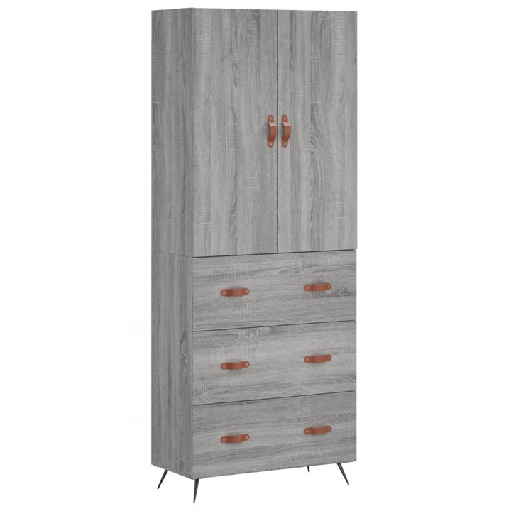 højskab 69,5x34x180 cm konstrueret træ grå sonoma-eg