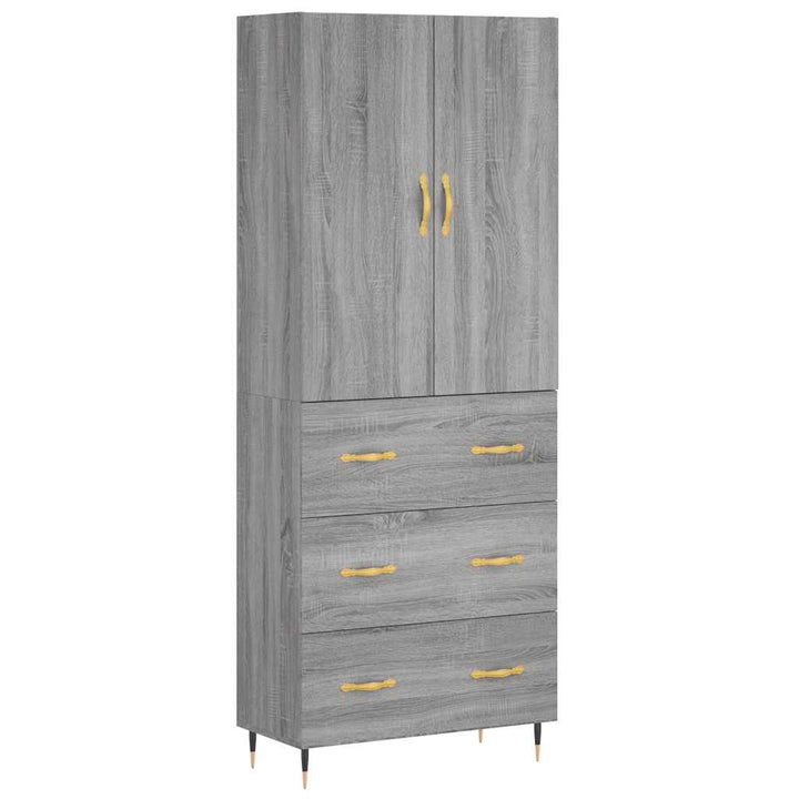 højskab 69,5x34x180 cm konstrueret træ grå sonoma-eg