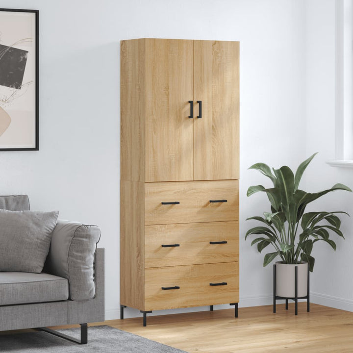 højskab 69,5x34x180 cm konstrueret træ sonoma-eg