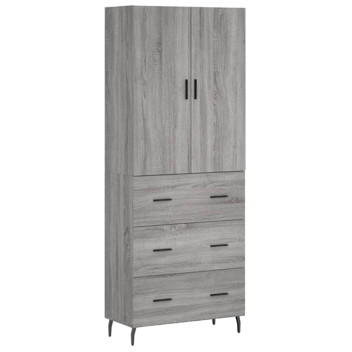 højskab 69,5x34x180 cm konstrueret træ grå sonoma-eg