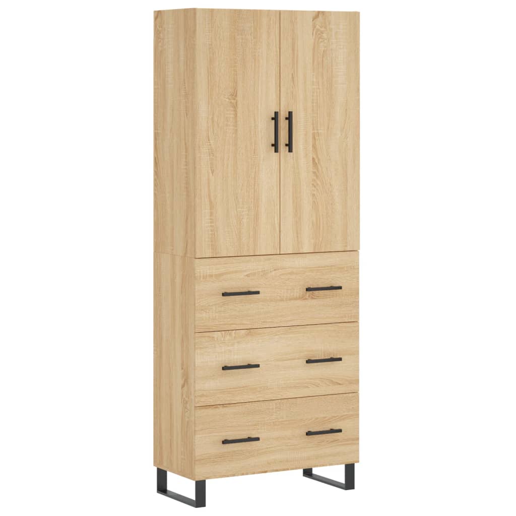 højskab 69,5x34x180 cm konstrueret træ sonoma-eg