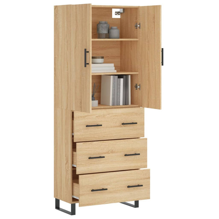 højskab 69,5x34x180 cm konstrueret træ sonoma-eg