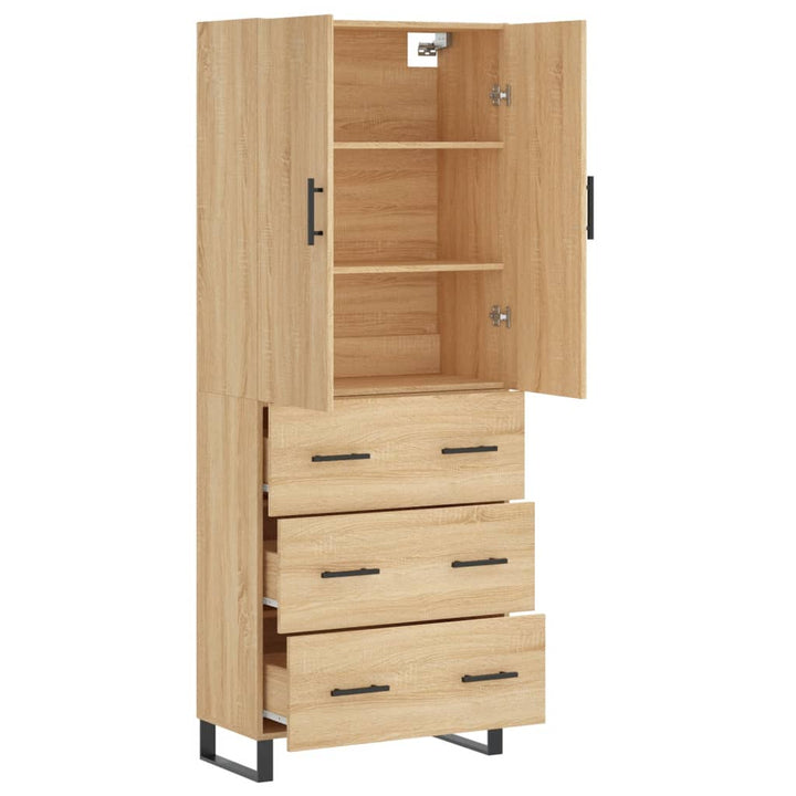 højskab 69,5x34x180 cm konstrueret træ sonoma-eg