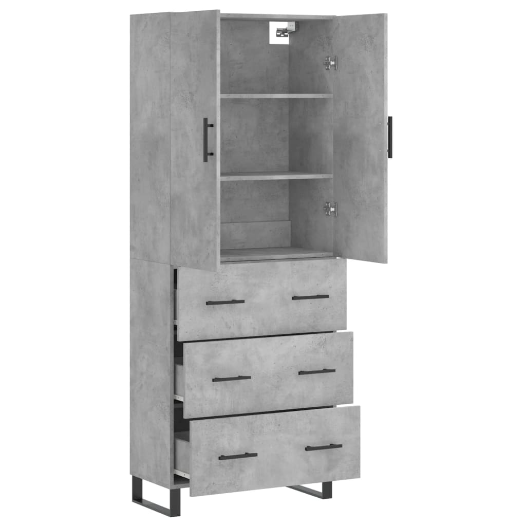 højskab 69,5x34x180 cm konstrueret træ betongrå