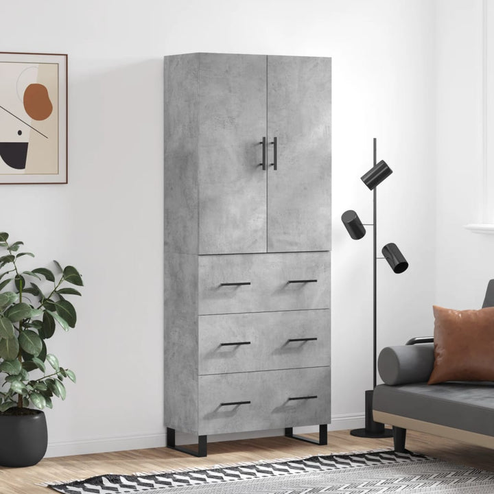 højskab 69,5x34x180 cm konstrueret træ betongrå