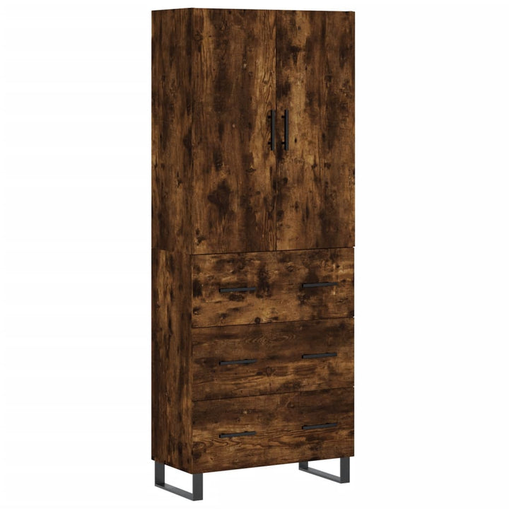 højskab 69,5x34x180 cm konstrueret træ røget egetræsfarve