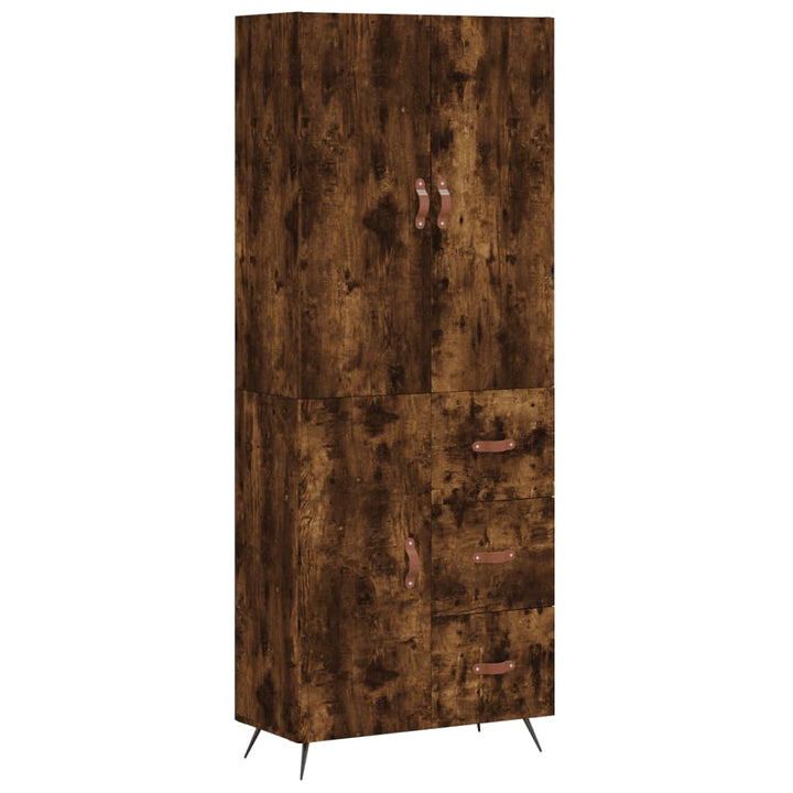 højskab 69,5x34x180 cm konstrueret træ røget egetræsfarve