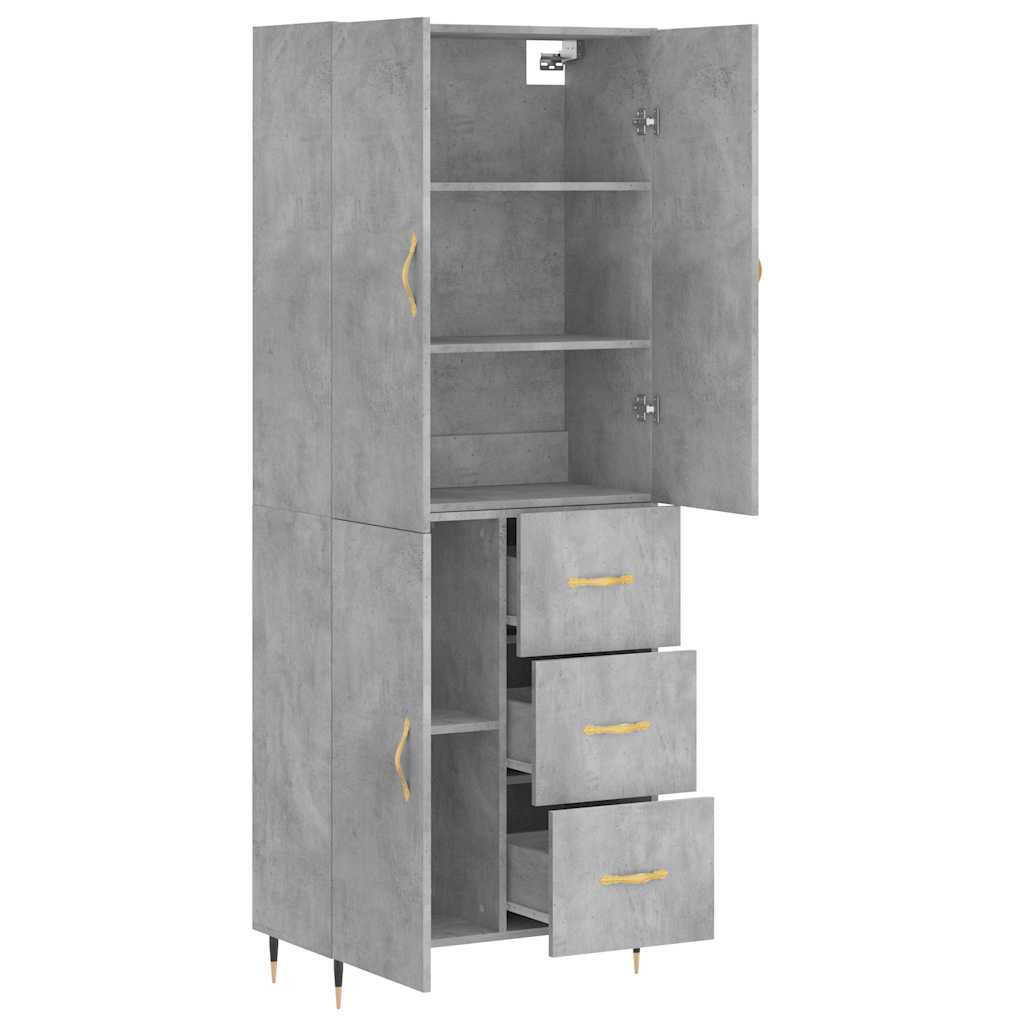 højskab 69,5x34x180 cm konstrueret træ betongrå