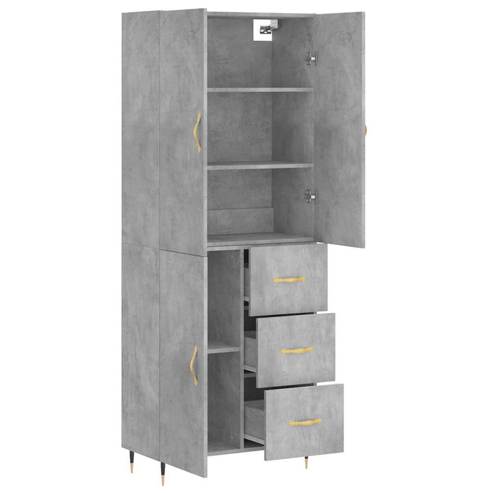 højskab 69,5x34x180 cm konstrueret træ betongrå