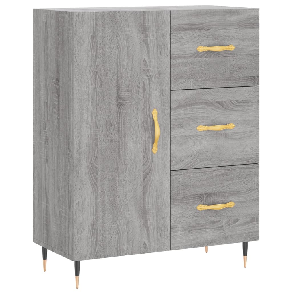 højskab 69,5x34x180 cm konstrueret træ grå sonoma-eg