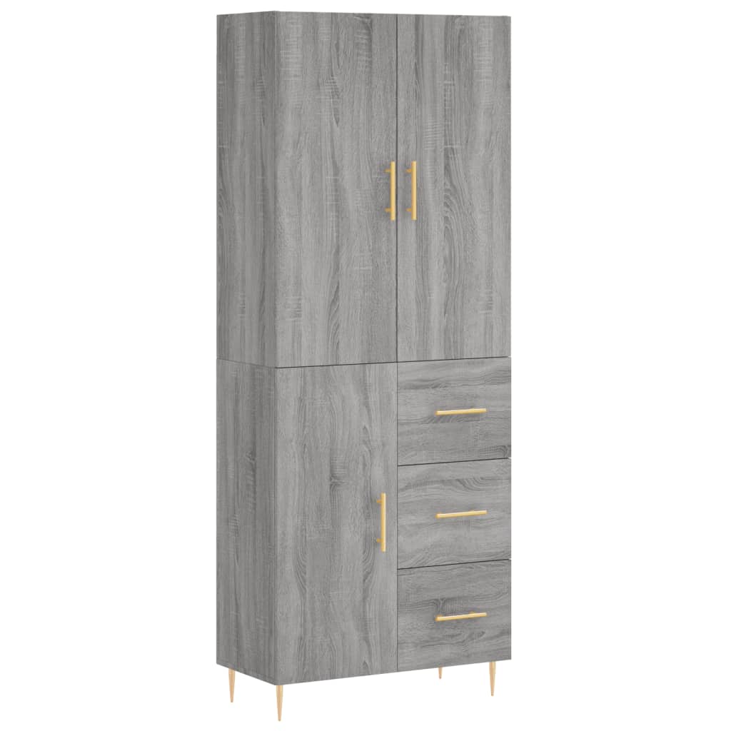 højskab 69,5x34x180 cm konstrueret træ grå sonoma-eg