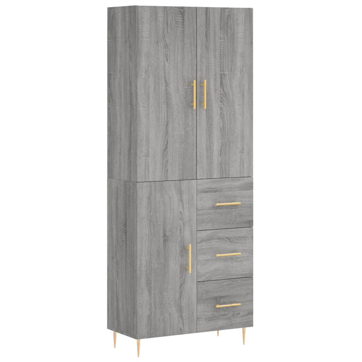 højskab 69,5x34x180 cm konstrueret træ grå sonoma-eg