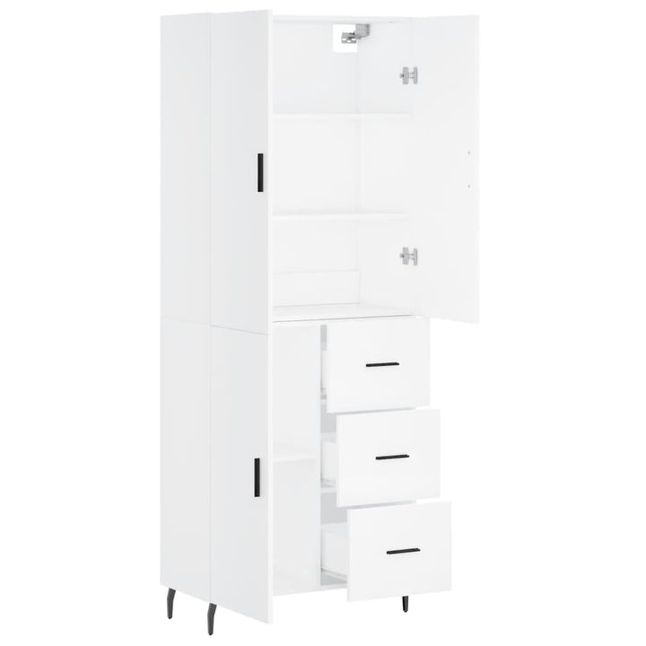 højskab 69,5x34x180 cm konstrueret træ hvid