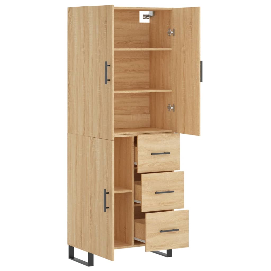 højskab 69,5x34x180 cm konstrueret træ sonoma-eg