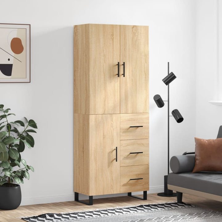højskab 69,5x34x180 cm konstrueret træ sonoma-eg