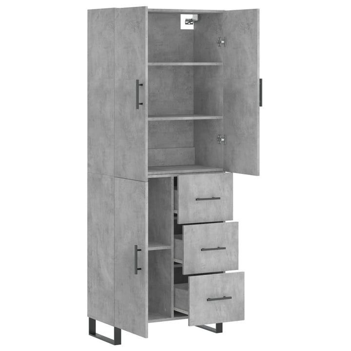 højskab 69,5x34x180 cm konstrueret træ betongrå