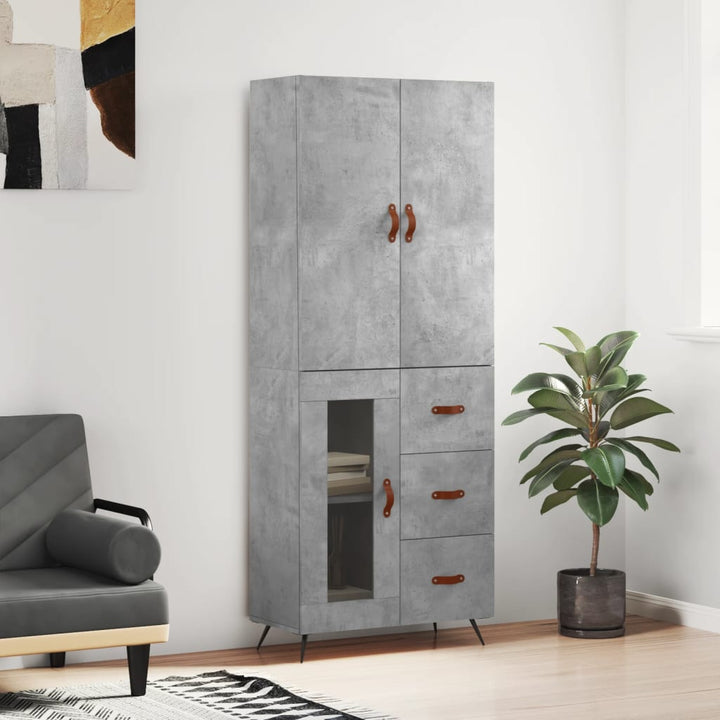 højskab 69,5x34x180 cm konstrueret træ betongrå