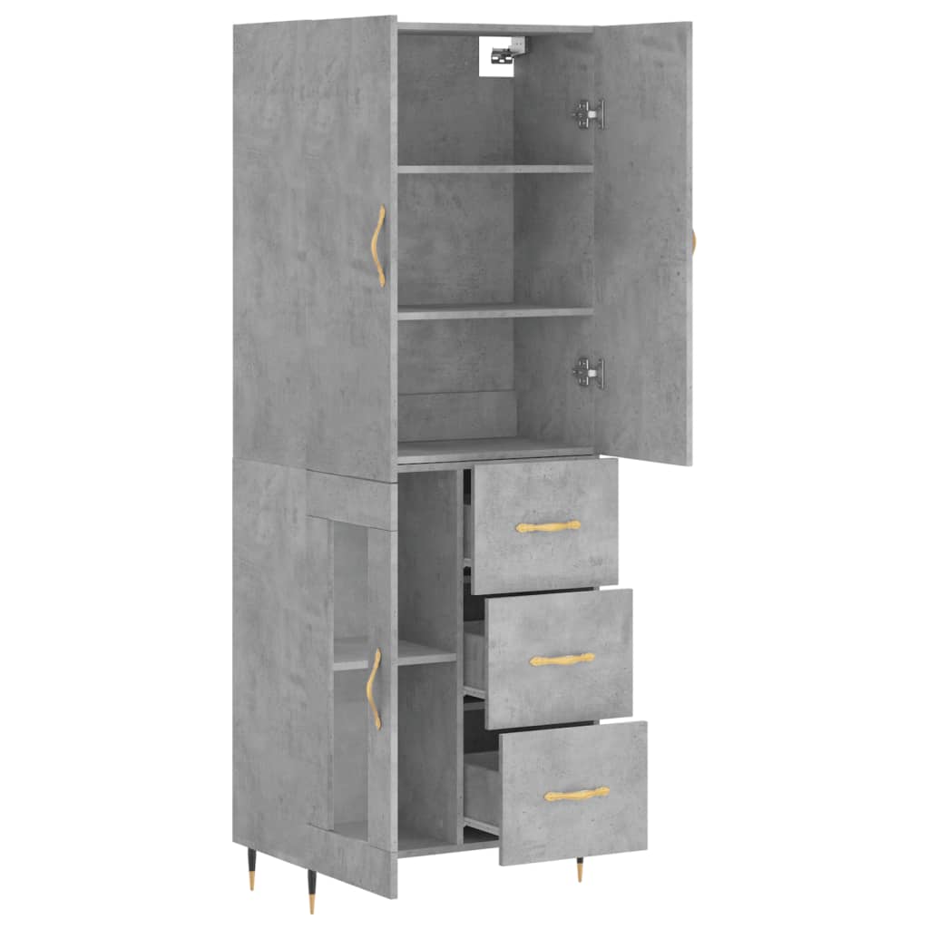højskab 69,5x34x180 cm konstrueret træ betongrå