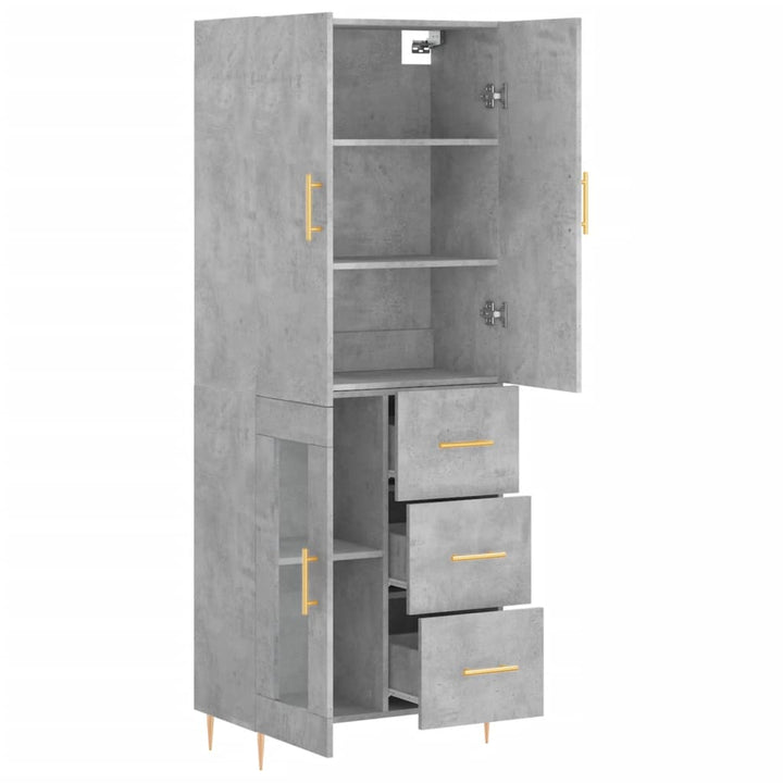 højskab 69,5x34x180 cm konstrueret træ betongrå
