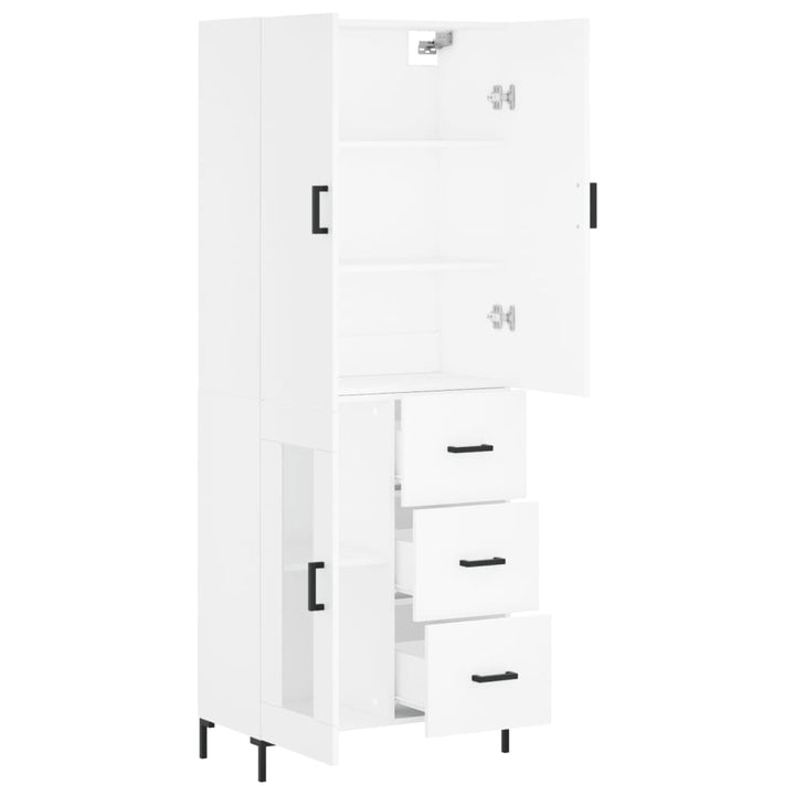 højskab 69,5x34x180 cm konstrueret træ hvid