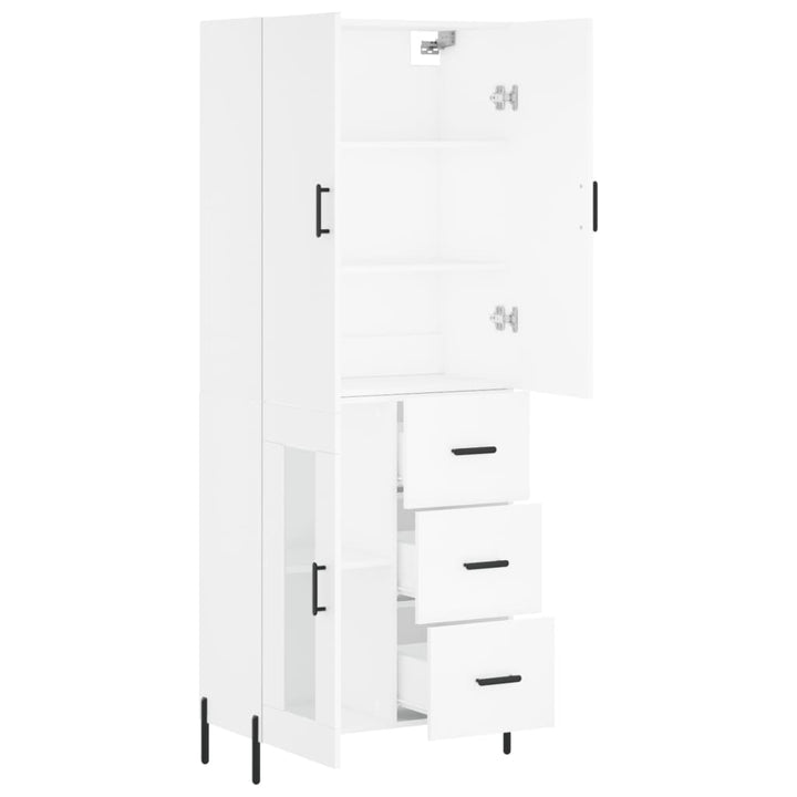 højskab 69,5x34x180 cm konstrueret træ hvid