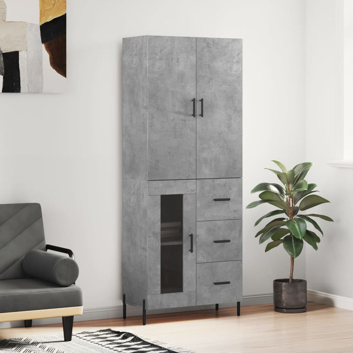 højskab 69,5x34x180 cm konstrueret træ betongrå