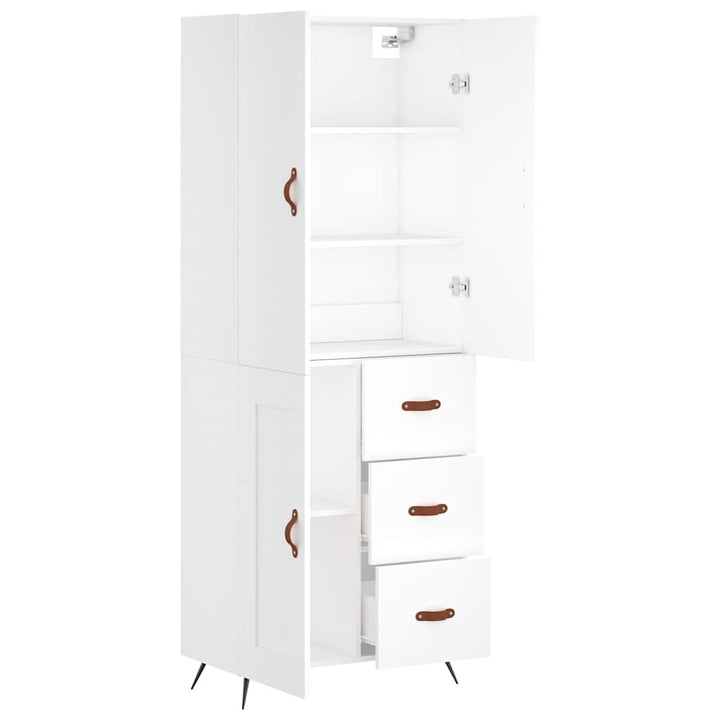 højskab 69,5x34x180 cm konstrueret træ hvid