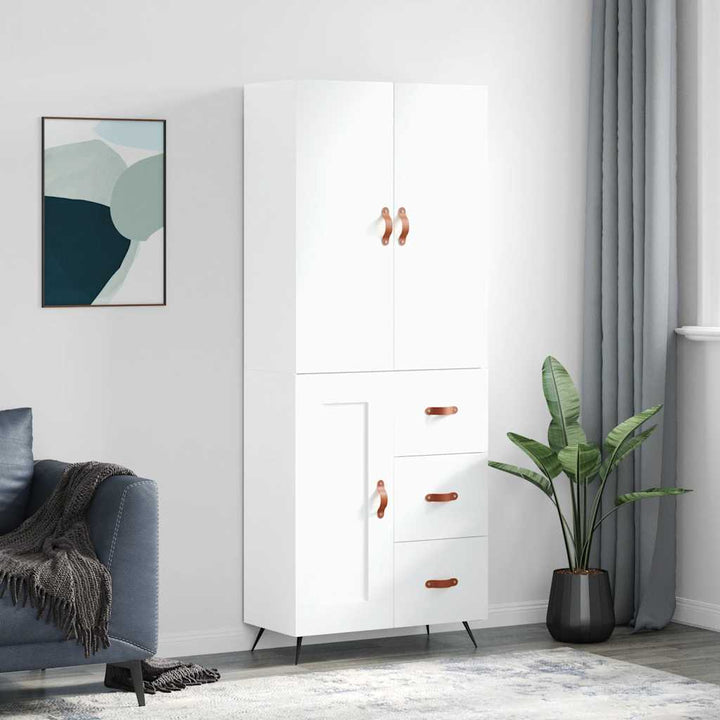 højskab 69,5x34x180 cm konstrueret træ hvid