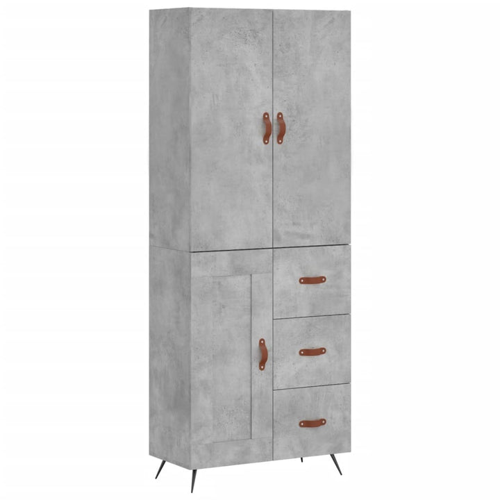 højskab 69,5x34x180 cm konstrueret træ betongrå