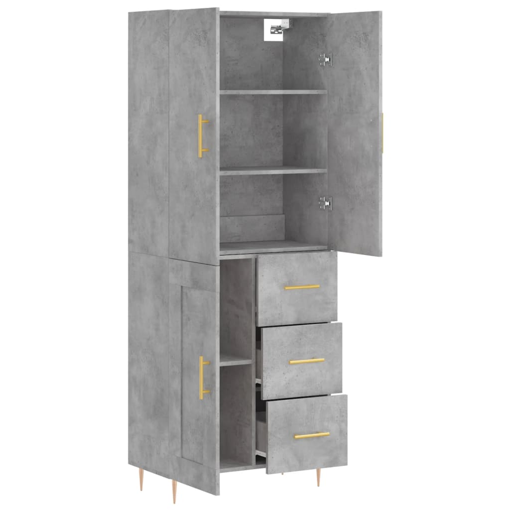 højskab 69,5x34x180 cm konstrueret træ betongrå