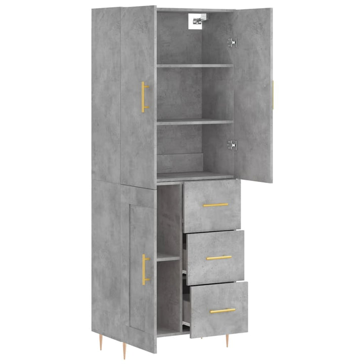 højskab 69,5x34x180 cm konstrueret træ betongrå