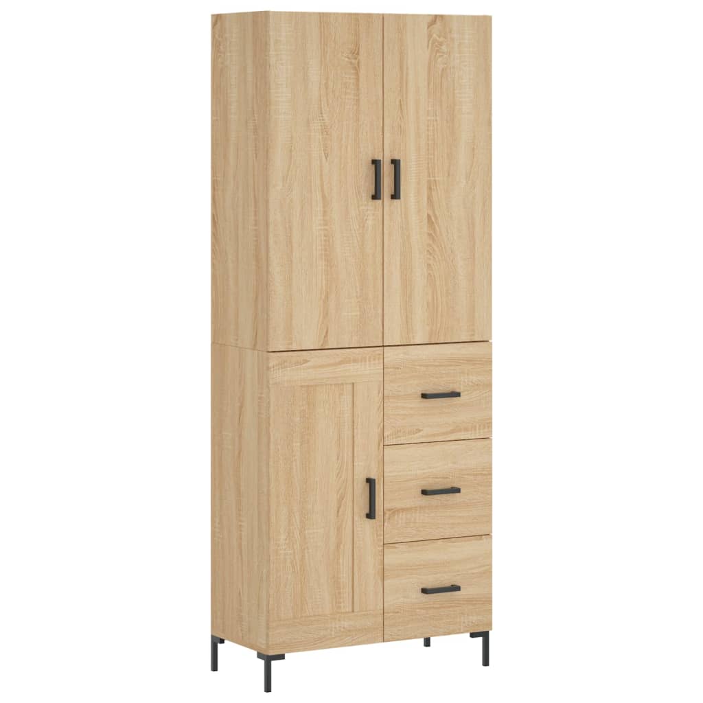 højskab 69,5x34x180 cm konstrueret træ sonoma-eg