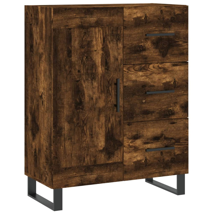 højskab 69,5x34x180 cm konstrueret træ røget egetræsfarve