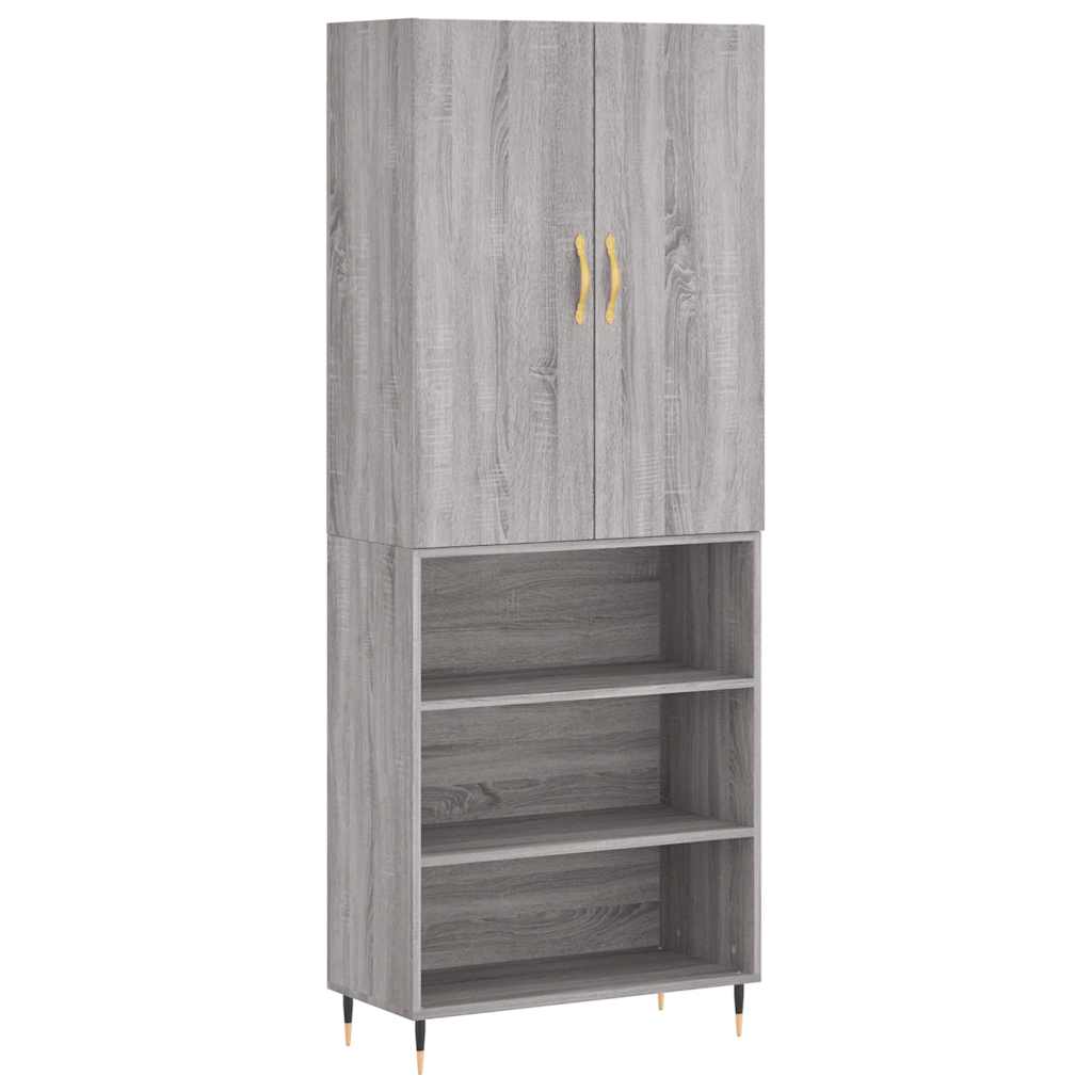 højskab 69,5x34x180 cm konstrueret træ grå sonoma-eg