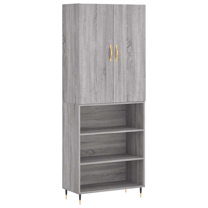 højskab 69,5x34x180 cm konstrueret træ grå sonoma-eg