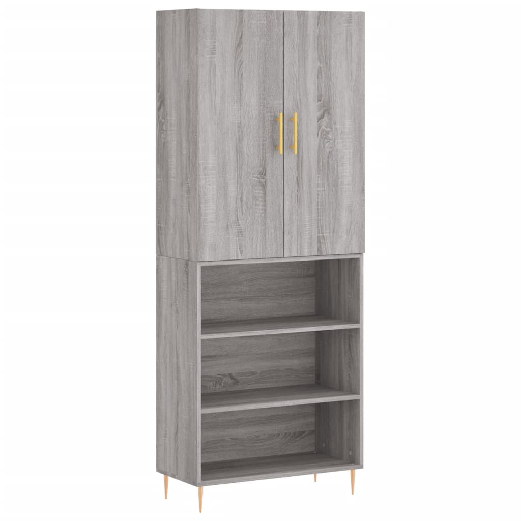 højskab 69,5x34x180 cm konstrueret træ grå sonoma-eg