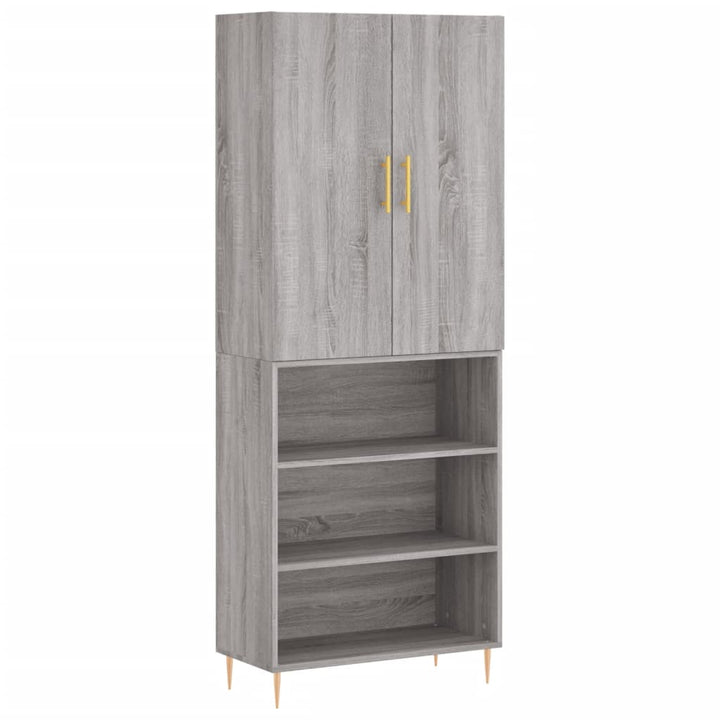 højskab 69,5x34x180 cm konstrueret træ grå sonoma-eg