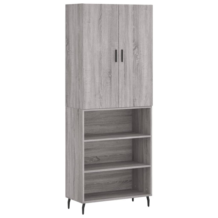 højskab 69,5x34x180 cm konstrueret træ grå sonoma-eg