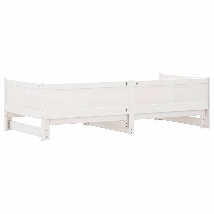 Utrækkelig Dag-seng Hvid 203,5 x 184 x 56,5 cm Massivt fyrretræ